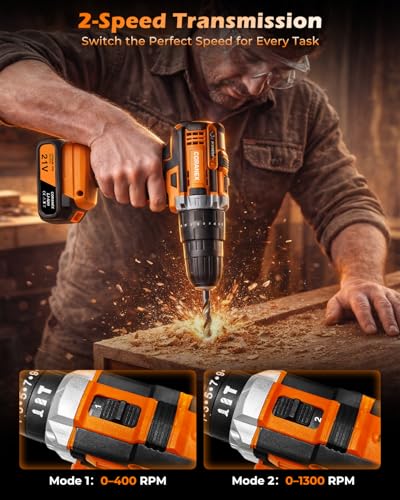 21V Cordless Drill Set with Toolbox & All-in-One Tool Kit