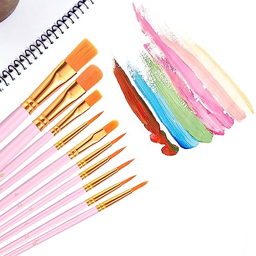 AROIC Acrylic Paint Brushes, 6 Packs/60 pcs Nylon Hair Paint Brush Set - size: 60pcs-pink