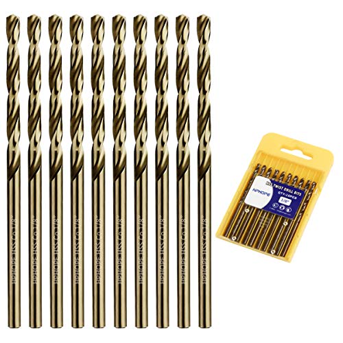1/8 Inch Cobalt Drill Bits 10Pcs - HPHOPE M35 HSS Metal Twist Drill Bits Set, Jobber Drill Bits Length and Straight Shank, Suitable for Drilling in Hard Metal, Stainless Steel, Cast Iron - size: 1/8-inch, 10Pcs
