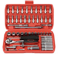 Egofine 53 Pieces 1/4 inch Drive Socket Ratchet Wrench Set with 72 Tooth Reversible Ratchet, with Bit Socket Set and Extension Bar for Auto Repairing and Household, with Storage Case