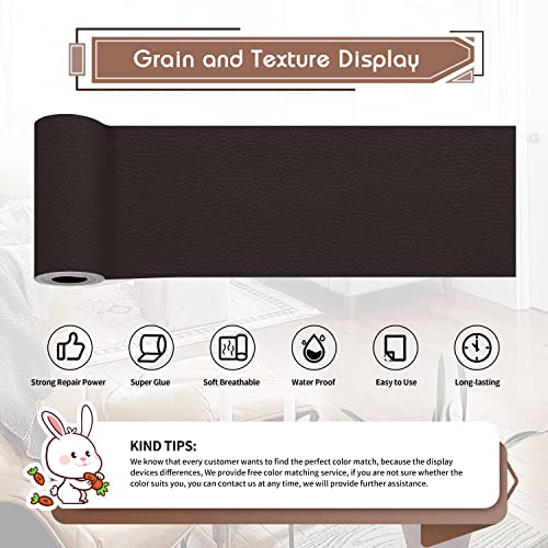 KING MOUNTAIN Leather Repair Patch,4 x 63 Inches self Adhesive Leather Repair Tape for Damaged Leather Furniture, Sofa Seating,Car Seats, Leather Goods(Dark Brown) - color: Dark Brown, size: 4" x 63"
