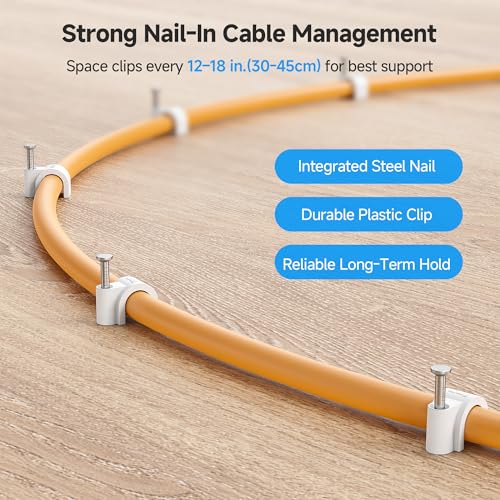 Cable Matters 200-Pack Nail-in Cable Clips, Cord Organizer, 7mm / 0.27 in.