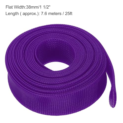 uxcell Expandable Sleeving, 1 1/2-inch 25ft Cable Sleeve, Purple - color: Purple, size: 1 1/2-inch x 25ft