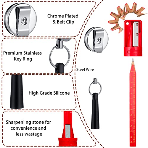 Honoson 24 Pcs Carpenter Pencil with Sharpener,Red Cover, Black Refill - color: Red Cover, Black Refill