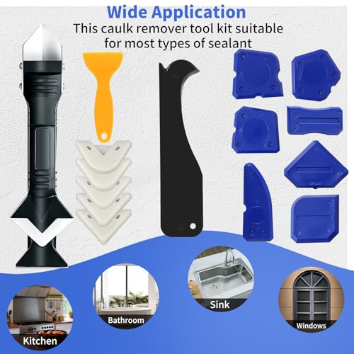 Caulking Tool,3 in 1Silicone Caulk Remover Tool Kit,Sealant Finishing Tool