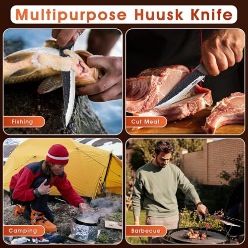 Huusk Boning Knife for Meat Cutting with Leather Sheath - size: 6 inches