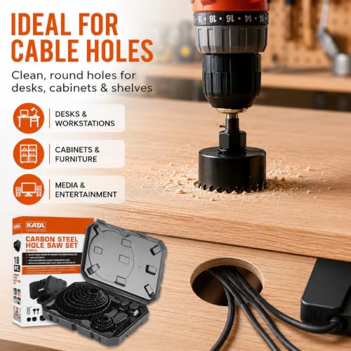KATA 18-Pieces Hole Saw Kit 3/4"-5" for Soft Wood, Drywall, PVC, Plastic - color: 18 PCS