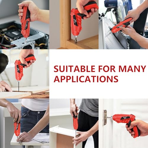 JENABOM 3.6V Electric Cordless Screwdriver Set, Mini Drill Set - color: Red