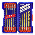 Handree 15 Pcs Hex Shank Drill Bit Set, HSS Impact Driver Bit Set for Metal, Quick Change Design, Titanium Twist Drill Bits for Steel, Aluminum, Copper, Plastic, Sizes from 1/16" to 3/8" - size: 1/16" to 3/8" (15 pcs)