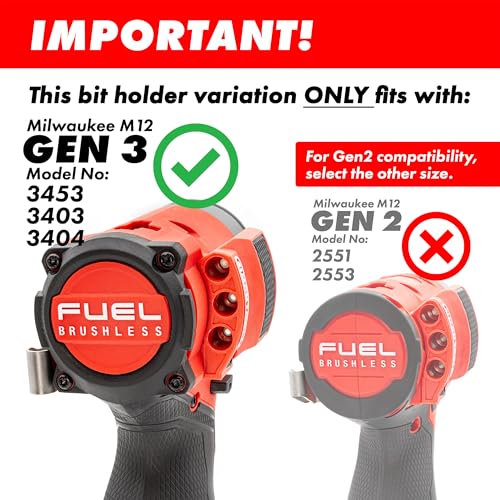 Simon Tools Magnetic Bit Holder for Milwaukee M12 Fuel Surge Impact Driver and Drill - Holds 6 Bits - color: Red Right Side, size: Fits Model No 34xx (Gen3) ONLY!
