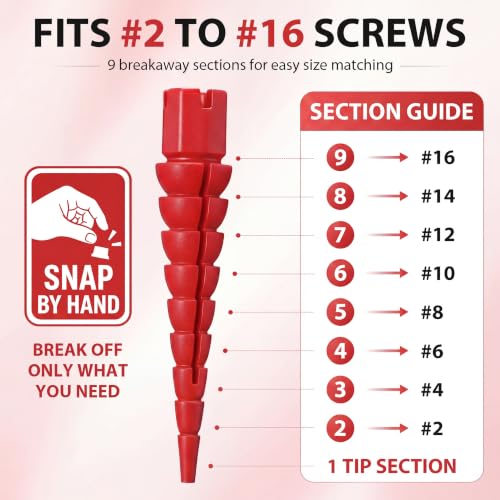 Bokon 45Pcs Stripped Screw Hole Repair Kit, #2-#16 Red Wood Screw Anchors - color: Red