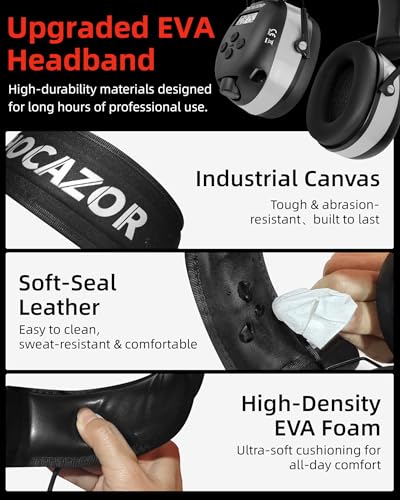 HP10 FM AM Radio Headphones with LCD Display, 30dB SNR Hearing Protection Safety Earmuffs for Mowing Work Shops, Grey - style: Grey, Fm/Am Radio, No Bluetooth, 2aa Batteries(no Include)