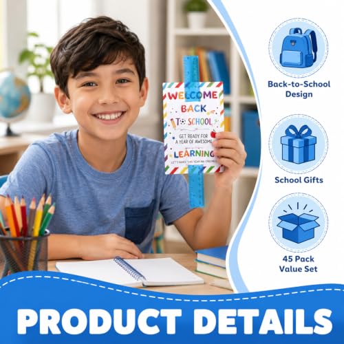 50 Set 12 Inch Clear Plastic Rulers with Back to School Welcome Cards