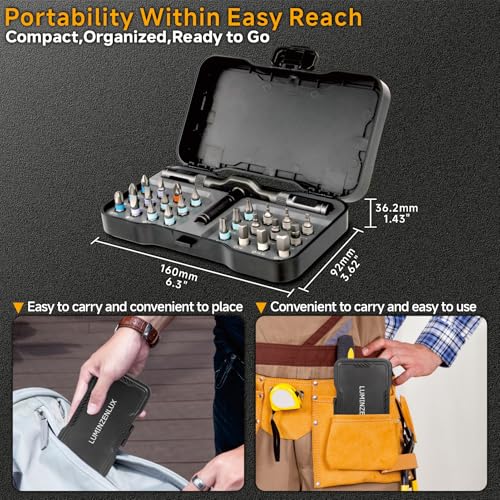 24-in-1 Mini Magnetic Ratchet Screwdriver Set | with S2 Steel Bits & Storage Case | Professional Precision Kit for Electronics, Phone, Computer, Furniture & DIY Projects