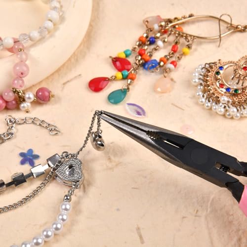 5.5-Inch Needle Nose Pliers with Wire Cutter, 55 Steel Serrated Jaw Precision Long Nose Cutting Pliers, Spring Loaded Soft Grip for Jewelry Making, Electronics Repair, Object Grasping, Crafts - style: Needle Nose Pliers with Wire Cutter