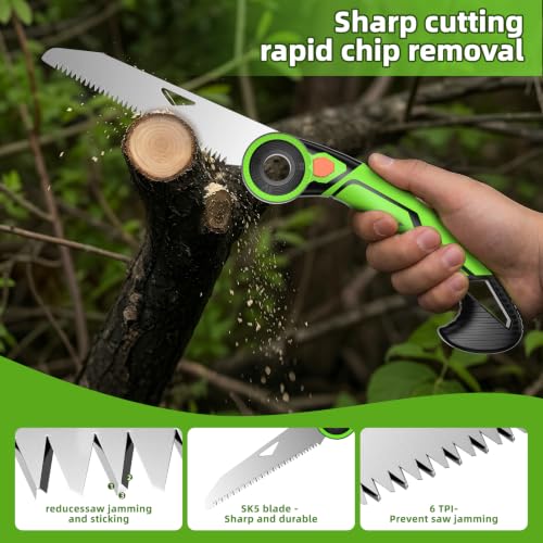 AIRAJ 7" Pruning Saw for Tree Trimming, Folding Saw with SK5 Steel Blade - size: 7 Inch