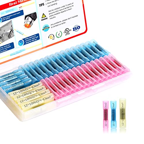 Heat Shrink Wire Butt Connector Kit Marine Waterproof Crimp Splice Terminal - size: 100 PCS