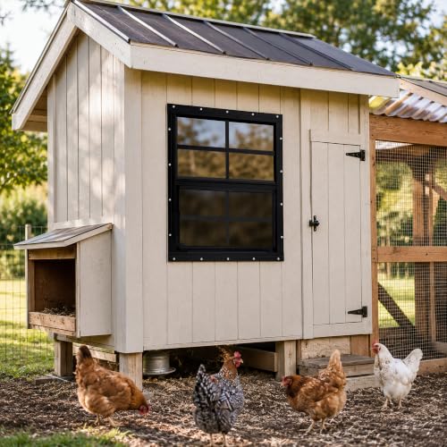 2 Pack Shed Windows, Chicken Coop Windows, 30" x 36" Black - color: Black, size: 30" x 36"
