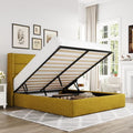 Allewie Full Size Lift Up Hydraulic Storage Bed Frame Olive Yellow - color: Olive Yellow, size: Full, style: Modern