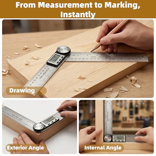 Digital Angle Finder, 7inch 200mm Stainless Steel Precision Measurements, Miter Saw Protractor Angle Calculation and Portable Design(DA-01)