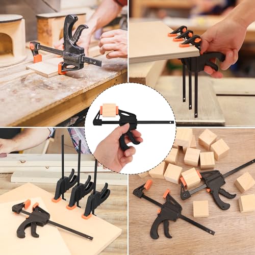 20 Pack 4 Inch F Bar Clamp, Medium Duty 70lbs One Handed Clamps/Spreader, Bar Clamps for Woodworking, Crafting, by GENHAKON - size: 20 Pack 4 Inch