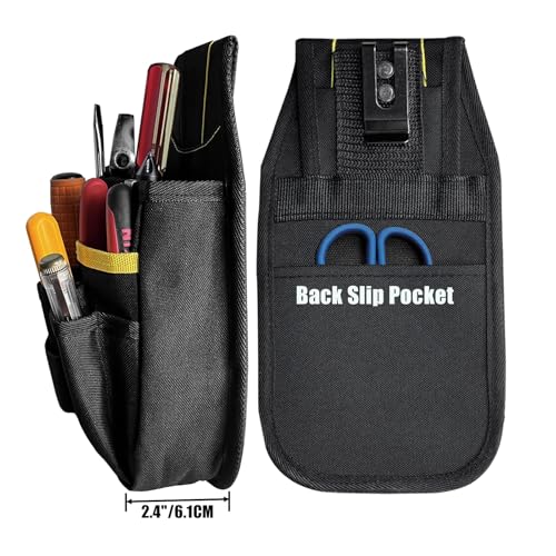 Small Tool Pouch with Belt Clip, Tool Pouch Holder,Multi Pocket Holster Organizer for Electrician Construction Maintenance,Durable Lightweight - color: Yellow
