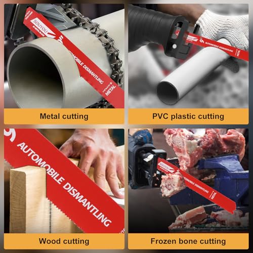 13 Pack 9 in 14/18 TPI and 13 Pack 6 in 14/18 TPI Bi-Metal Reciprocating Saw Blades for Automobile Dismantling Metal Steel Cutting Non-Stick Coated for Less Heat for 1/16-5/16 Medium Metals - size: 6-9in 26Pack, style: 14/18 Tpi