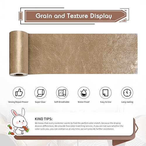 KING MOUNTAIN Leather Repair Patch,4 x 63 Inches self Adhesive Leather Repair Tape for Damaged Leather Furniture, Sofa Seating,Car Seats, Leather Goods（Khaki） - color: Khaki, size: 4" x 63"