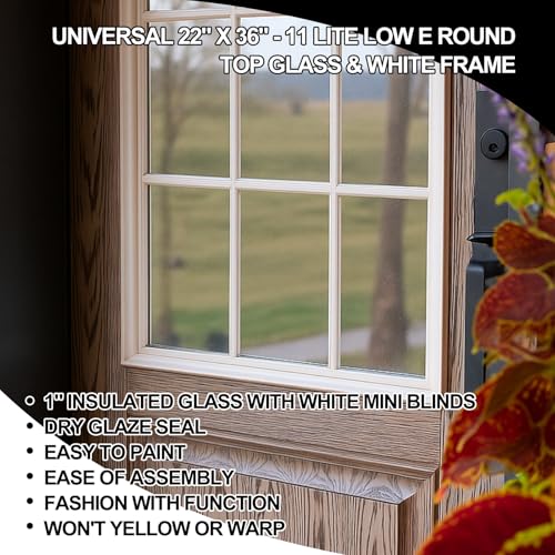22 x 36 Entry Door Glass Insert with Low-e Glass, 11 Lite Round Top - size: 22 x 36, style: 11 Lite Round Top