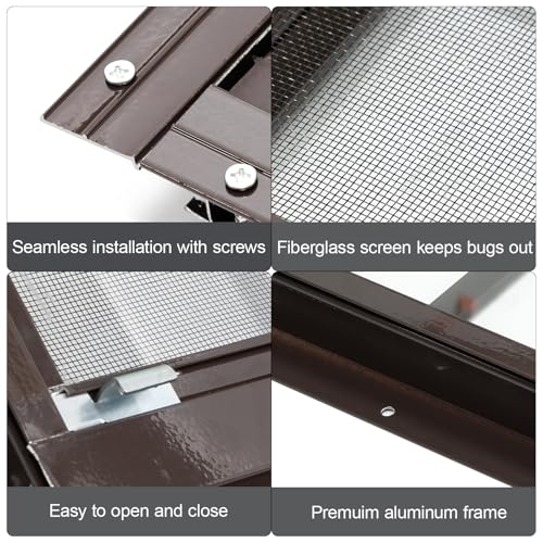 NeatiEase 2 Pack Shed Windows with Black Frame, 12x 18 Flush Mount Small Window with Tempered Glass and Fiberglass Screen for Shed, Chicken Coop, Playhouse, Household, Garage (Brown) - color: Brown, size: 12"x18"