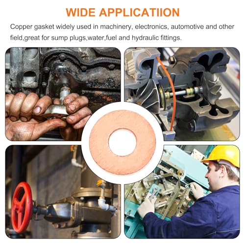 MECCANIXITY 52 Pcs Flat Copper Washers, 3x8x1mm Copper Upgraded Flat Metric Sealing Crush Ring Washers for Hydraulic Fittings Screw Bolt Nut Electronic Repair - size: 3x8x1mm