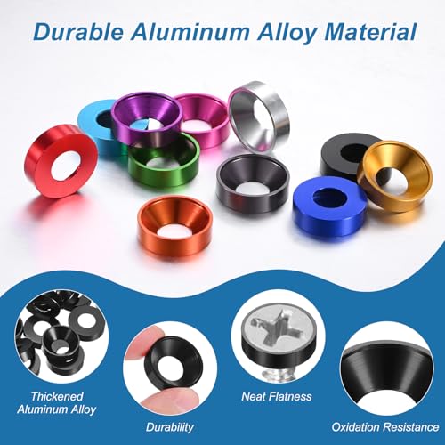 M METERXITY 10-Pack M8 Countersunk Finish Washers, Hole Dia 0.31"/8mm Alloy Aluminum Finish Cup Washer Screw Head Gasket for Industrial/Screw RC/Car/Motorcycle/Mechanical Parts [Black] - color: Black