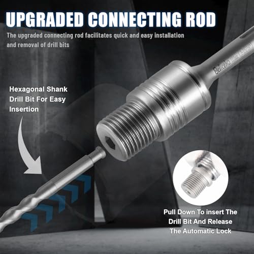 Concrete Hole Saw Kit with Upgraded SDS Plus & Max Shank, Kit Size 30 40 50 65 80 100 110 MM, Concrete Hole Saw Set for Concrete Brick Stone Cement Wall