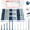 #8 Pocket Hole Screws(1" 1-1/4" 1-1/2" 2" 2-1/2"), Coarse Thread & Anti-Split Design for Furniture, Cabinets, Compatible with Kreg Jig, Zinc Plated & Blue Kote for Indoor Outdoor Use, 670 Pcs - size: C. #8 1" 1-1/4" 1-1/2" 2" 2-1/2"