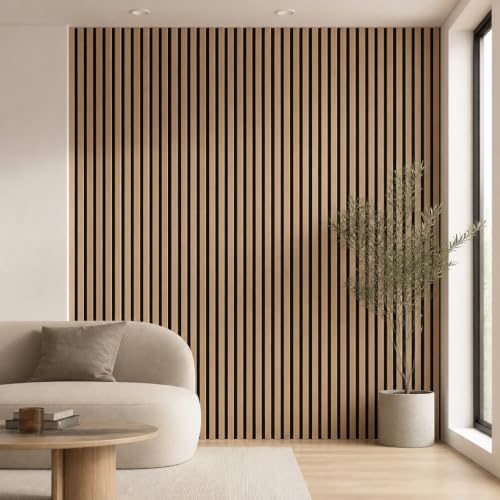 5 Pcs Wood Slatwall Panels Large Acoustic Panels for Wall 47.2 x 23.6 x 0.4 Inch Soundproof Sound Dampening Wood Veneer Sound Absorbing Wall Panel for Bedroom Home Studio Office(Oak) - color: Oak