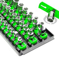 Ernst Manufacturing 8481 Socket Boss 3-Rail Multi-Drive Socket Holder Tray for Toolbox, Twist-Lock Secures Sockets, Green, Clips for SAE, Metric Socket Sets - Made in USA - color: Green, style: 18-Inch