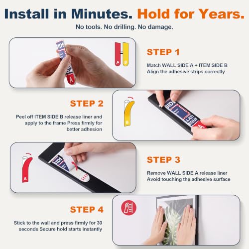 Damage Free Picture Hanging Strips Heavy Duty, XL 80 Strips (40 Pairs) - size: XL 40 Pairs