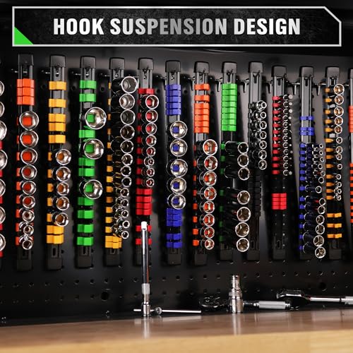 SWANLAKE Socket Organizer Set 18-Piece, 1/4-Inch x 96 Clips, 3/8-Inch x 90 Clips, 1/2-Inch x 72 Clips, Socket Organizer for Tool Box Drawer, Drive Socket Trays, Socket Holder Clip Rail - style: 18 PCS