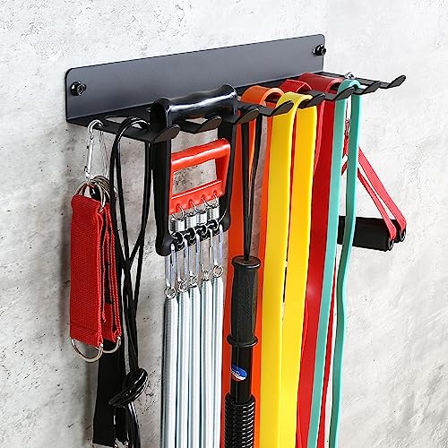 Multi-Purpose Gym Equipment Storage Rack Resistance Bands Storage Hanger Barbell Rack Heavy Duty Gym Rack for Exercise Bands, Lifting Belts and Jump Ropes - color: 17" / 8 prongs