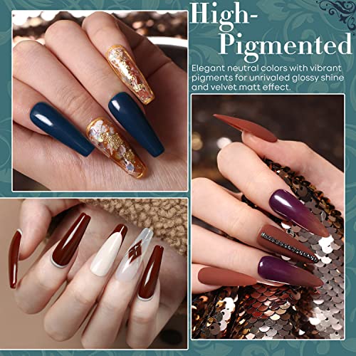 modelones Fall Gel Nail Polish Set, 6 Dark Colors Brown Wine Purple Blue - color: A A A1 Dark Colors