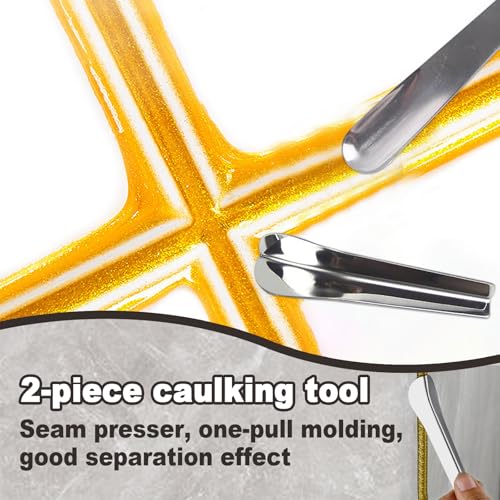2 Pack Caulking Tool Kit, Grout Cleaning Tool, Metal Caulking Finishing Tools for Wall Tile, Grout Removal Tools for Tile, Grout Application Tool for Inside and Outside Corners