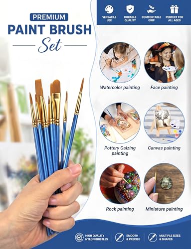 DUGATO Paint Brush & Palette Set, 20 Brushes with 5 Mixing Trays, Blue - color: Blue
