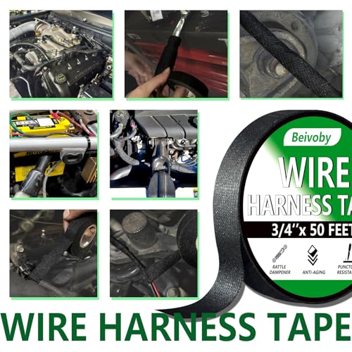 5 Rolls High Temp Wire Harness Tape (250FT Total) – OEM-Grade Automotive Cloth Fabric Tape for Engine Wiring Loom, Electrical Cable Protection & Noise Damping - 3/4 in x 50 ft - style: 5-pack