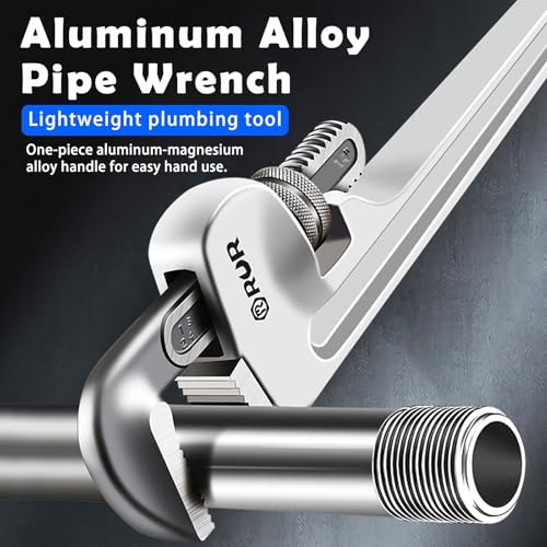 Verida 36 Inch Aluminum Pipe Wrench | Plumbers Wrench, Heavy Duty Plumbing Tools | Forged from High Carbon Steel | Suitable for Water Pipes, Plumbing, Fire Protection Pipe Tools - size: Aluminum 36 inch