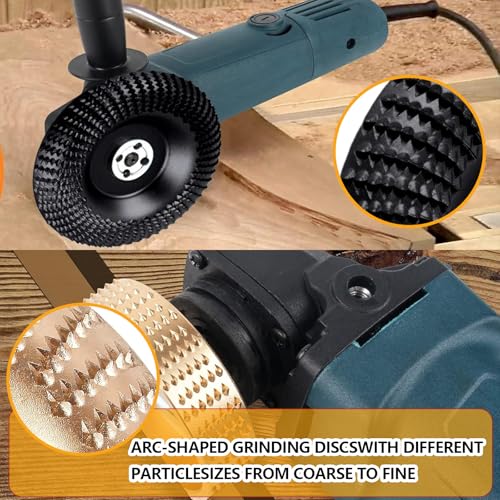 5PCS Wood Carving Disc Set for 4-1/2" Angle Grinder, 5/8" Arbor - color: 5 PCS Wood Carving Grinding Disc Set