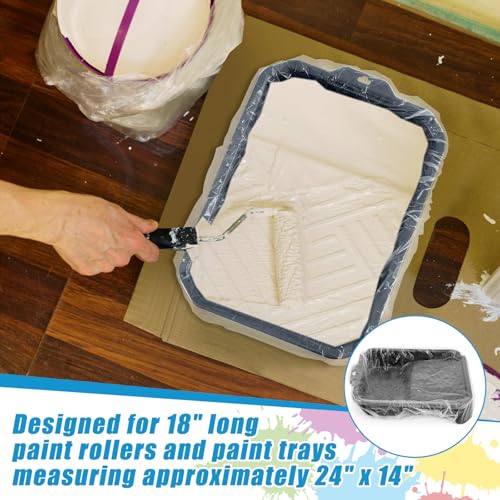 CroBlissful 20 Pcs 4 Inch Paint Tray Liners, Clear Plastic Pan Liners - size: 4 Inch