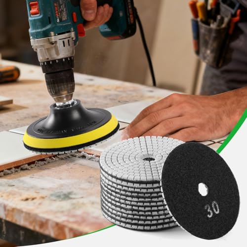 WORKEASE 4 Inch Diamond Polishing Pads Wet/Dry 12PCS, 30 Grit Diamond Sanding Pad, Granite Stone Concrete Marble Rock Countertop Quartz Polish Pad - size: 4 Inch 30 Grit