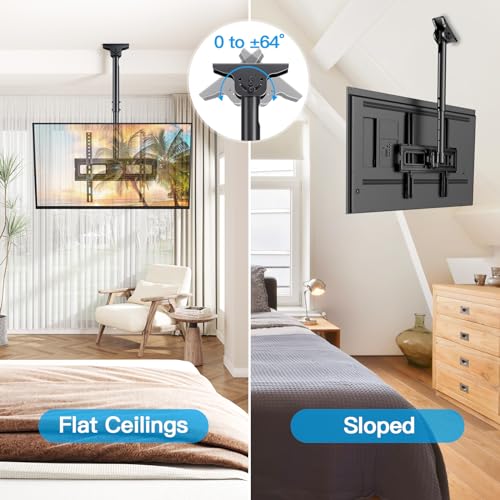 PERLESMITH Ceiling TV Mount for 26-65 inch Flat Screen Displays, Max VESA 400x400mm, Hanging Adjustable Ceiling TV Bracket Fits Most LCD LED OLED 4K TVs, Pole Ceiling Mount Holds up to 110lbs, PSCM2 - size: for 26-65 Inch TVs