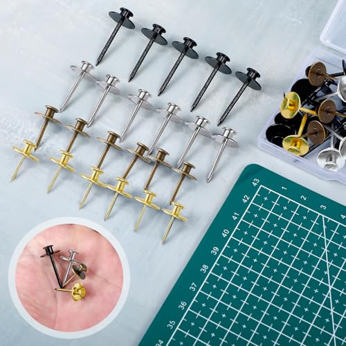Zhengmy 40 Pcs Double Headed Picture Hangers Nails 4 Size, Mixed Color - color: Mixed Color