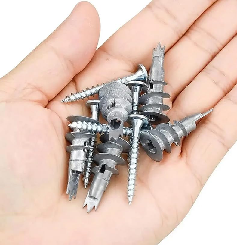 Zinc Self-Drilling Drywall Anchors with Screws Kit, 13 * 32mm 50 Heavy Duty Metal Wall Anchors and 50#8 x 1-1/4'' Screws for Drywall, 75LB Hanging and Mounting - color: Zinc Short